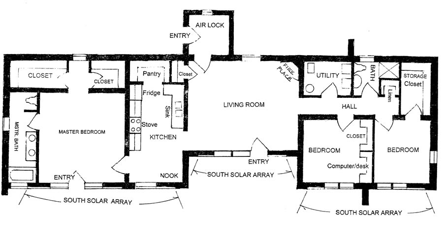 Adobe Builder House Plans - Solar Adobe House Plan 1870